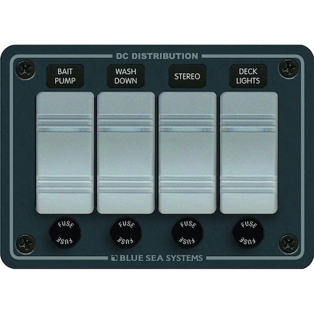 Blue Sea Systems Blue Sea 8262 Waterproof Panel 4 Position - Slate Grey 8262